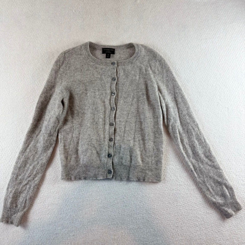 Charter Club Luxury Womens Gray 100% Cashmere Button Front Cardigan Sweater M